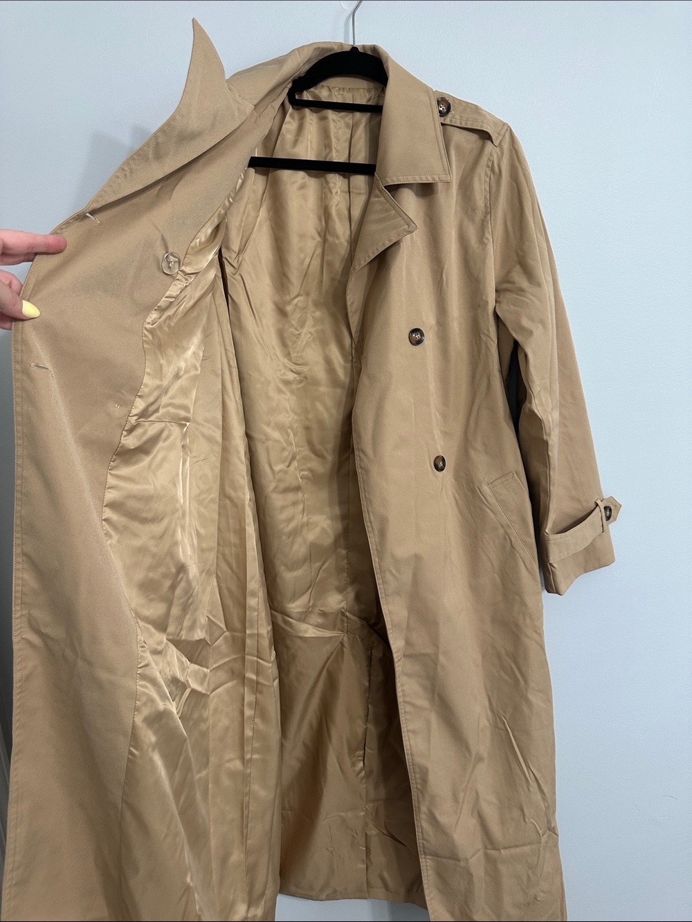 NWOT Cupshe Tan Double-Breasted Trench Coat with Belt - Picture 12 of 12